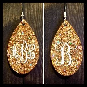 Custom teardrop monogram earrings